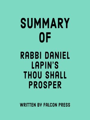 cover image of Summary of Rabbi Daniel Lapin's Thou Shall Prosper
